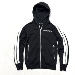 Palm Angels sz S Black Hoodie Full Zip Track Jacket Womens